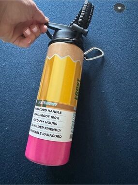FROSTBUDDY Pencil Design Stainless Bottle with Pink “ eraser”✏️easy to carry!FUN